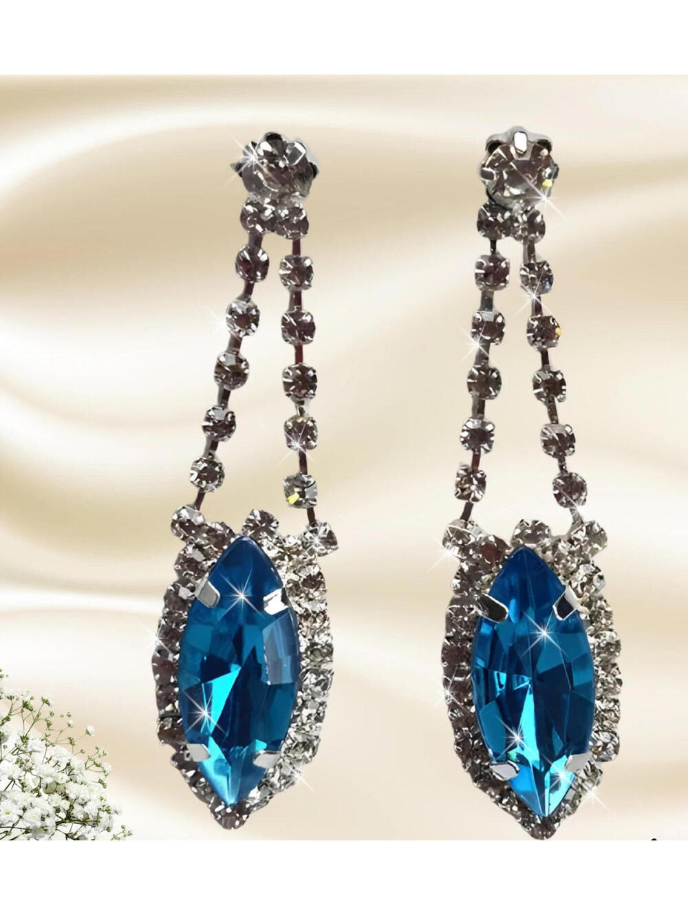Turquoise & Rhinestone Earrings for Mother's Day Bride Gift for Her Birthday NEW